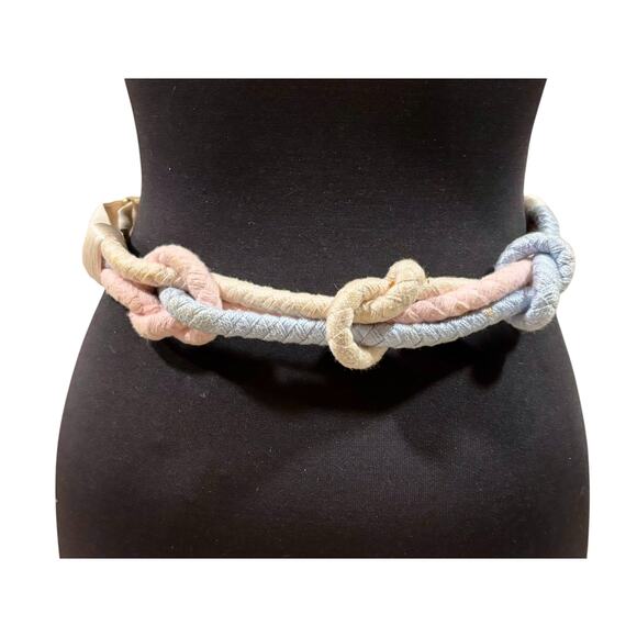 Vintage Carolyn Tanner Designs Braided Belt Pink Blue 38" long 2" wide - Picture 2 of 6
